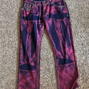 True Religion Men's Straight Jeans - Pink and Blue